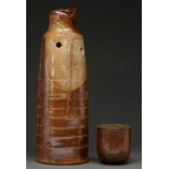 Studio Pottery.  An English saltglazed brown stoneware vase, 1960,  incised with highly stylised