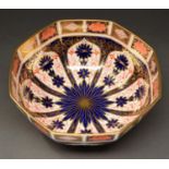 A Royal Crown Derby Imari pattern octagonal bowl, 1933, 23 x 23cm, printed mark