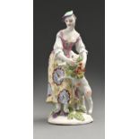 A Derby figure of a garland shepherdess, c1771, 15.5cm h Index finger and little finger of right