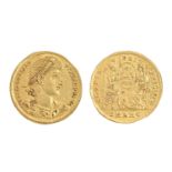 Constantius II, 337-361AD, Gold Solidus of Antioch, 4.55gm, FLIVLCONSTANTIVSPERPAVG / GLORIA
