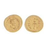 Constans II, 641-668AD, Gold Semissis, 2.2gm, worn dies with VICTORIA AVG reverse, F-VF