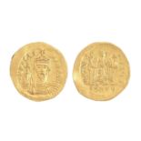 Phocas, 602-610AD, Gold Solidus of Constantinople, 4.52gm, DNFOCASPFAPAVG / VICTORIAAVGGE, mm CONOB,