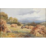 English School, 19th century - Haymaking, signed with a monogram, watercolour, 28 x 44cm One or
