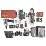 Still and Cine cameras and equipment.   A small collection, to include Rollicord twin lens reflex,