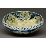 A James Macintyre & Sons Florian ware bowl, designed by William Moorcroft, c1902, 14.5cm diam, sepia