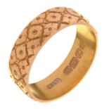 An 18ct gold wedding band, Birmingham 1914, 5g, size M Light wear