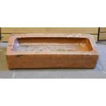 A Victorian saltglazed brown stoneware sink,  14cm h;  35.5 x 78cm Slightly chipped