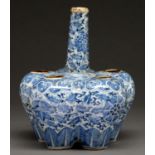 A Chinese blue and white tulip vase, Qing dynasty, 19th c, 21cm h Neck chipped, no restoration