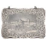 A Victorian silver 'card top' card case, engraved with Queen's College Cork, Ireland bordered by