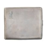 A George V silver cigarette case, engine turned, 95mm, by Deakin & Francis Ltd, Birmingham 1934,