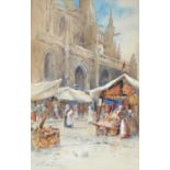 Eliza Tudor Lane, nee Llewellyn, Lady Blumberg (1868-1931) - Market Day Bruges, signed and dated