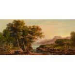 * Westall - Wooded Landscape with Figures by a Waterfall, signed, inscribed in a later hand on the