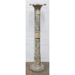 A marble pedestal, on turned column, 97cm h