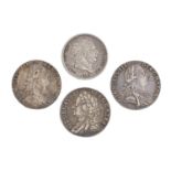 Great Britain, Shillings, George II, 1758, good VF; George III, 1787 EF, another good VF, 1816
