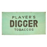 Advertising. A green canvas banner inscribed PLAYERS DIGGER TOBACCOS, second quarter 20th c, 105 x