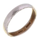 A platinum wedding ring,  marked PLAT, 4.1g, size O Worn