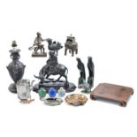 Miscellaneous Chinese,  and other South East Asian bronze and other works of art,  wood stands,