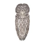 An Elizabeth II silver owl novelty bookmark, 65mm, by Ari D Norman, Birmingham 1985, 2dwts Good