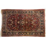 Two rugs, 133 x 203cm and 220 x 315cm Slight wear and unevenly faded
