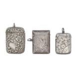 Two silver vesta cases, 43 and 47mm, both Birmingham, by John Edward Wilmot, 1899 and John