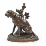 A French bronze animalier sculpture of a bloodhound, late 19th c, cast from a model by Joseph-Victor