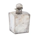 A Victorian square silver scent bottle, of shouldered form, 96mm h, maker G & J W H, Sheffield 1897,