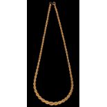 A gold rope necklace, 57cm l, marked 750, 26.6g Good condition