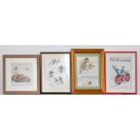 Four various framed advertising prints, including La Vie Parisienne, 33 x 24cm and smaller