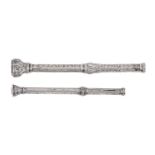 Two Victorian silver pencils Smaller example inoperative