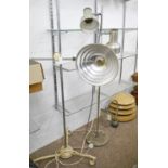 Vintage Lighting.   An Hanovia lamp, Sollux M500 medical lamp on stand,  a twin light standard lamp,