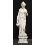 A life sized 'marble' resin statue of a vestal virgin,  159cm h Atmospheric/exposure stains,