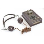 Radio. A Gecophone crystal set, 1920s, stained mahogany with ebonite knob and nickel plated