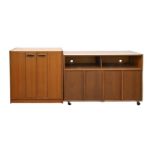 A walnut record cabinet, c1960 and four various contemporary teak and other items of case