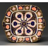 A Royal Crown Derby Imari pattern bread plate, 1940, 27.5cm l, printed mark