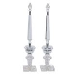 A pair of Neo-Classical style cut glass ornamental obelisks, 20th / ear;y 21st c, with detachable