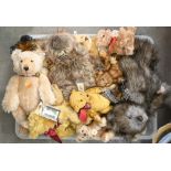 A collection of teddy bears, mostly late 20th c, including six modern Steiff bears, three