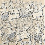 Derek Carruthers (1935-2021) - Battle, oil on canvas, 102 x 102cm, unframed Good condition