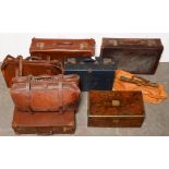 Vintage luggage, early 20th c and later, including three suitcases, holdalls, various sizes, (8)