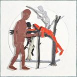 Derek Carruthers (1935-2021) - Untitled (lay figures), painted wood relief, 76 x 76cm Good