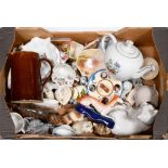 Miscellaneous ceramics, including a Staffordshire whippet inkwell, 19th c, various Devon, crested