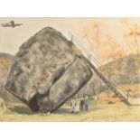 Derek Carruthers (1935-2021) - Danger, inscribed verso, oil on canvas, 76 x 101.5cm, unframed Good
