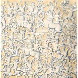 Derek Carruthers (1935-2021) - Untitled (battle), signed, oil on canvas, 152 x 152cm, unframed