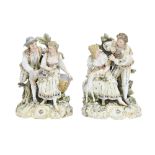 A pair of Continental porcelain figural spills, 20th c, in the 18th c taste, as two women and