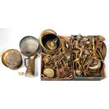 Miscellaneous metalware, including an Indian chased brass jardiniere, c. 1920, 26cm diam, various