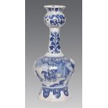 A Dutch Delftware garlic necked vase, 20th c, 52.5cm h, painted mark and numbers