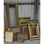 A quantity of pictures frames, 19th c and later, including giltwood, gesso, maple, Sadeli marquetry,