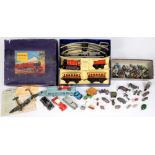 A Hornby Train M1 Passenger Set, Clockwork Gauge O, original box, playworn diecast models and lead