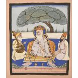 Pahari School, India, 19th c - Guru Nanak, ink, bodycolour and gold on paper with old inscription