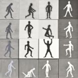 Derek Carruthers (1935-2021) - Untitled (black and white figures), oil on sixteen panels together
