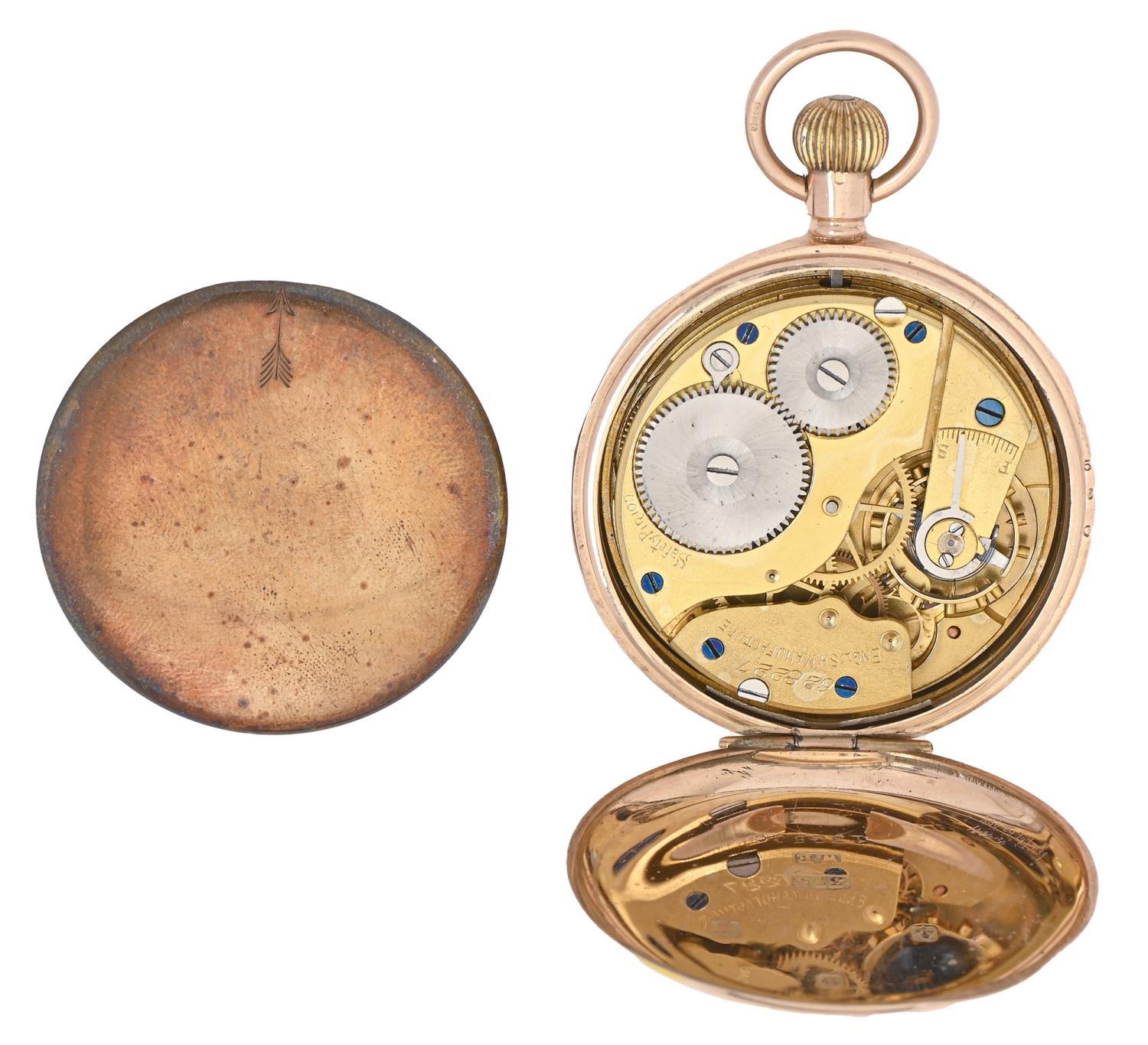 An English 9ct gold keyless lever watch,  in plain case, the back engraved Presented to Mr W L Evans - Image 4 of 4